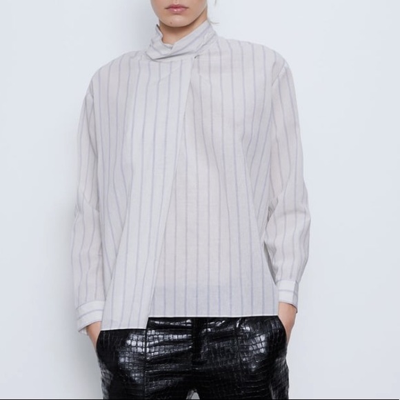 Zara Tops - Zara striped poplin shirt, front pleated
